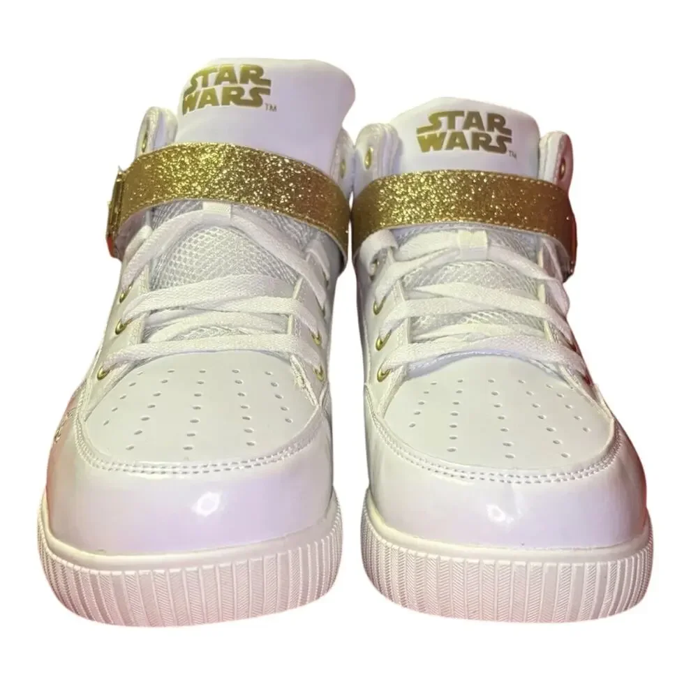 NWT Star Wars REY White Gold Hi Top Skechers Sneakers Athletic Shoes Size 6M 8W